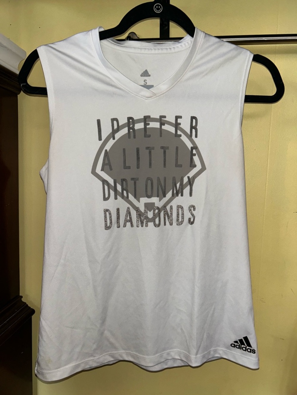 adidas White Tank with Gray Graphic Text